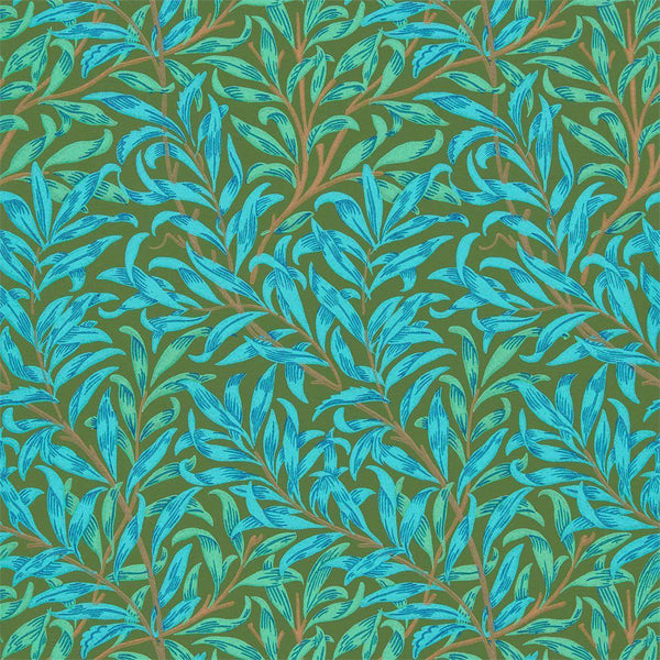 Willow Bough-wallpaper-Morris & Co-Olive/Turquoise-Roll-216952-Selected Wallpapers
