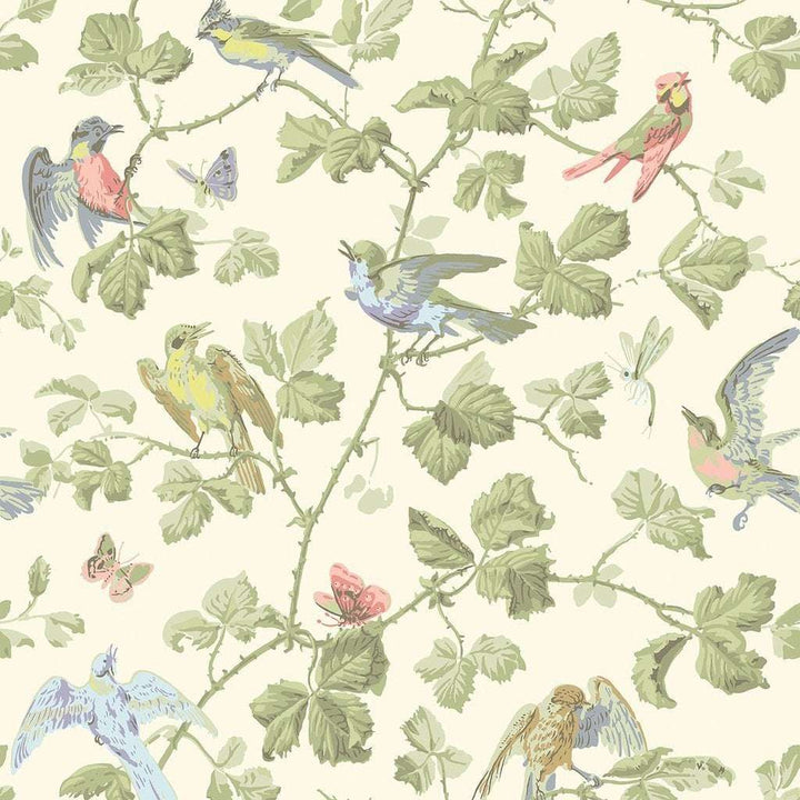 Winter Birds-Behang-Tapete-Cole & Son-Multi & Olive-Rol-100/2006-Selected Wallpapers
