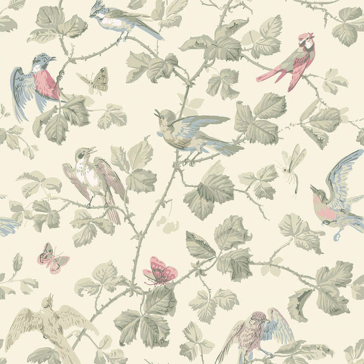 Winter Birds-Behang-Tapete-Cole & Son-Rose & Old Olive-Rol-100/2009-Selected Wallpapers