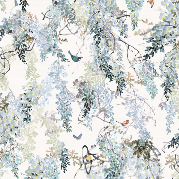 Wisteria Falls-behang-Tapete-Sanderson-Aqua-Sample-216298-Selected Wallpapers