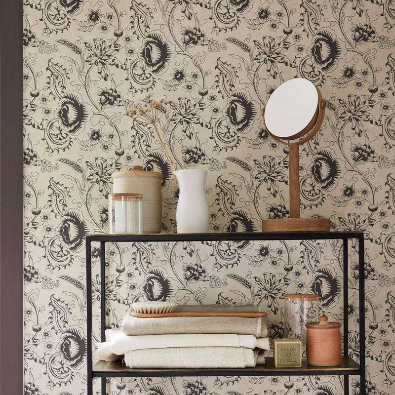 Woodblock Mono papel pintado de Little Greene
