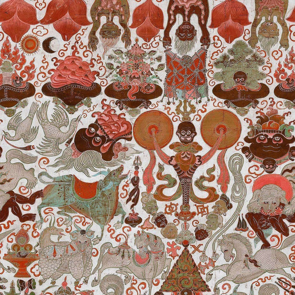 Yama Dharmaraja-behang-Mind the Gap-Bruin/Rood/Taupe-300 cm (standaard)-WP20452-Selected Wallpapers