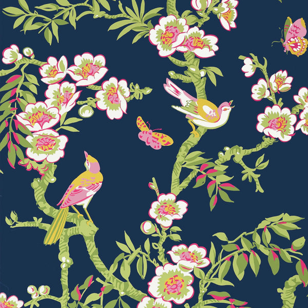 Yukio-Behang-Thibaut-Navy and Pink-Rol-T20846-Selected Wallpapers